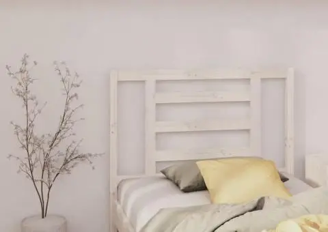 Tăblie de pat, alb, 106x4x100 cm, lemn masiv de pin - 1/5