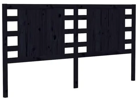 Tăblie de pat, negru, 206x4x100 cm, lemn masiv de pin - 2/5