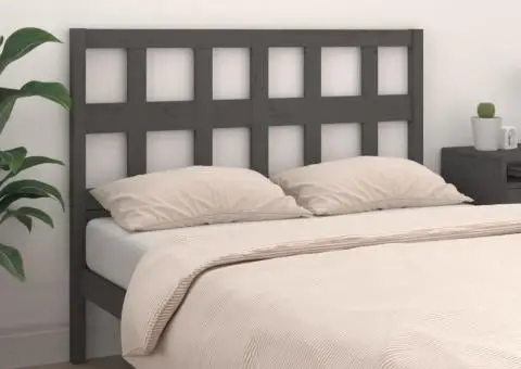 Tăblie de pat, gri, 145,5x4x100 cm, lemn masiv de pin - 3/5