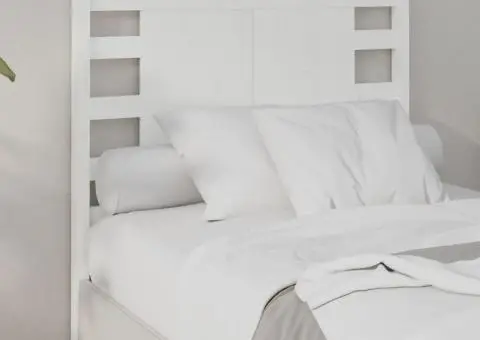 Tăblie de pat, alb, 106x4x100 cm, lemn masiv de pin - 1/5