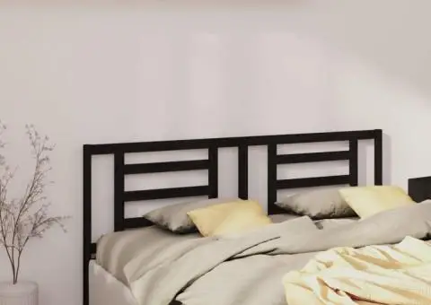 Tăblie de pat, negru, 206x4x100 cm, lemn masiv de pin - 1/5