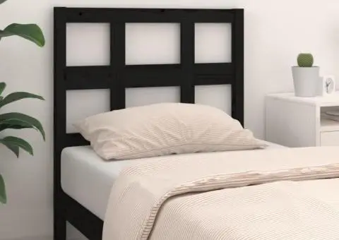 Tăblie de pat, negru, 80,5x4x100 cm, lemn masiv de pin - 3/5