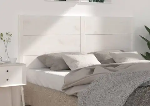 Tăblie de pat, alb, 146x4x100 cm, lemn masiv de pin - 1/5