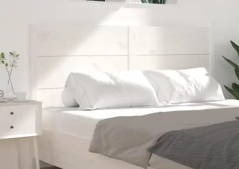 Tăblie de pat, alb, 146x4x100 cm, lemn masiv de pin - 4/5