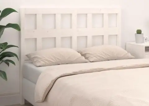 Tăblie de pat, alb, 185,5x4x100 cm, lemn masiv de pin - 1/5