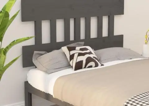 Tăblie de pat, gri, 163,5x3x81 cm, lemn masiv de pin - 1/5