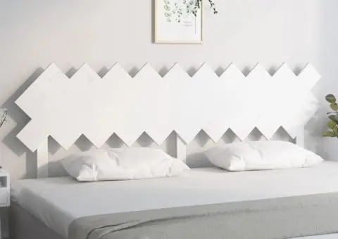 Tăblie de pat, alb, 196x3x80,5 cm, lemn masiv de pin - 1/5