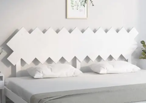 Tăblie de pat, alb, 196x3x80,5 cm, lemn masiv de pin - 3/5