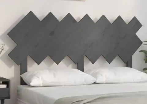 Tăblie de pat, gri, 141x3x80,5 cm, lemn masiv de pin - 1/5