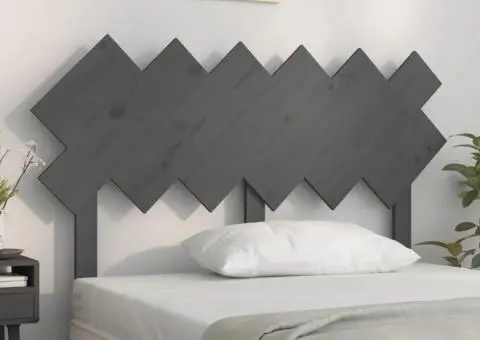 Tăblie de pat, gri, 132x3x81 cm, lemn masiv de pin - 1/5