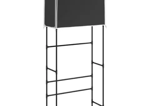 Raft de mașină de spălat 2 polițe negru 71x29,5x170,5 cm fier - 2/5