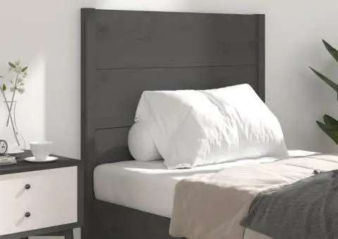 Tăblie de pat, gri, 96x4x100 cm, lemn masiv de pin - 3/5