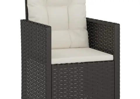 Set mobilier de exterior cu perne, 4 piese, negru, poliratan - 3/5