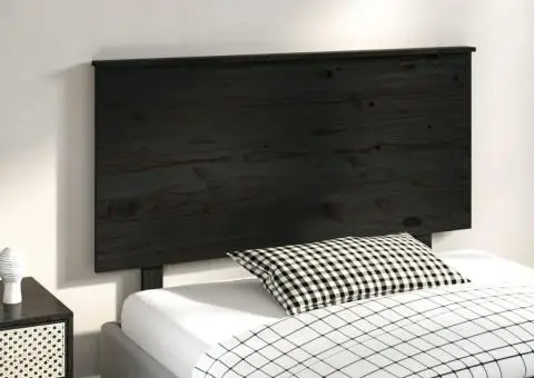 Tăblie de pat, negru, 124x6x82,5 cm, lemn masiv de pin - 4/5