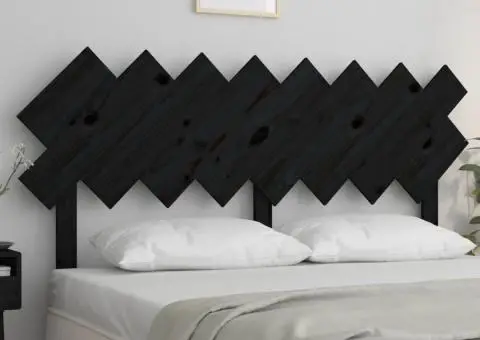 Tăblie de pat, negru, 159,5x3x80,5 cm, lemn masiv de pin - 1/5