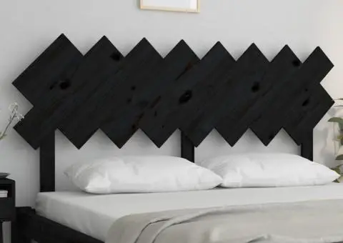 Tăblie de pat, negru, 159,5x3x80,5 cm, lemn masiv de pin - 3/5