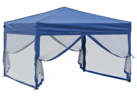 Cort pliabil pentru petrecere, pereți laterali, albastru, 3x3 m - 3/5