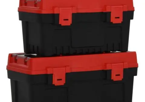 Set de cutii de scule, 2 piese, negru și roșu, polipropilenă - 1/5