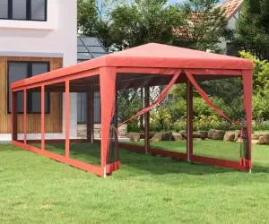 vidaXL Cort de petrecere cu 10 pereți din plasă, roșu, 3x12 m, HDPE