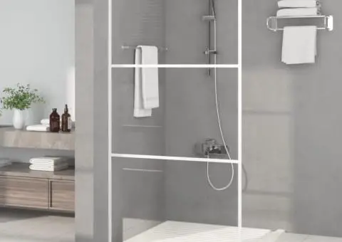 Paravan duș walk-in, alb, 100x195 cm, sticlă ESG transparentă - 1/5