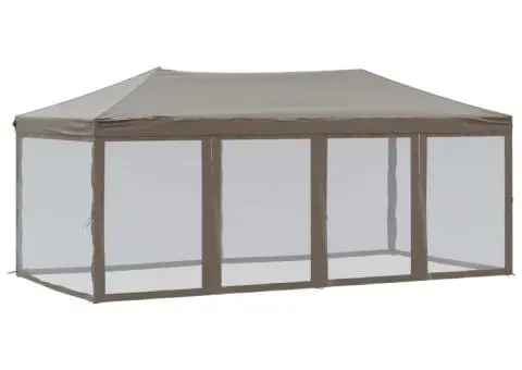 Cort pliabil pentru petrecere pereți laterali, gri taupe, 3x6 m - 2/5