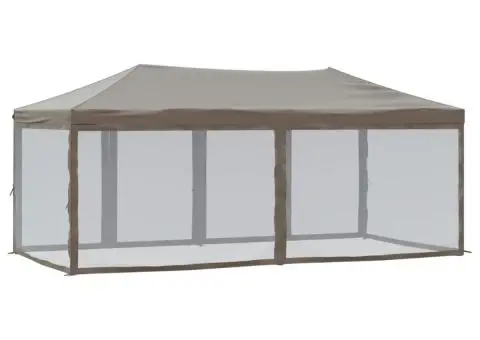 Cort pliabil pentru petrecere pereți laterali, gri taupe, 3x6 m - 5/5