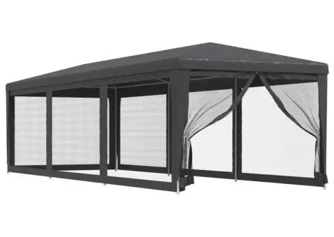 Cort de petrecere cu 8 pereți din plasă, antracit, 3x9 m, HDPE - 2/5