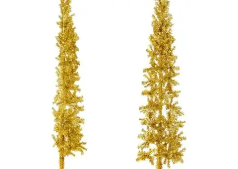 Jumătate brad de Crăciun subțire cu suport, auriu, 180 cm - 2/5