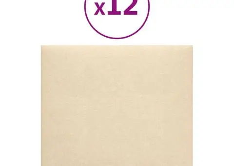 Panouri de perete 12 buc. crem 30x30 cm material textil 1,08 m² - 2/5