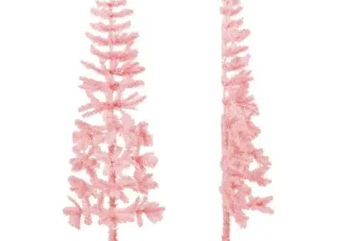 Jumătate brad de Crăciun subțire cu suport, roz, 180 cm - 4/5