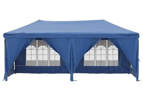 Cort pliabil pentru petrecere, pereți laterali, albastru, 3x6 m - 3/5