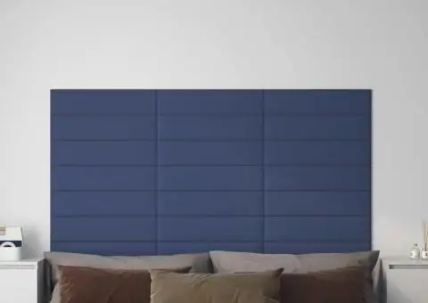 Panouri de perete, 12 buc., albastru, 60x15 cm, textil, 1,08 m² - 1/5