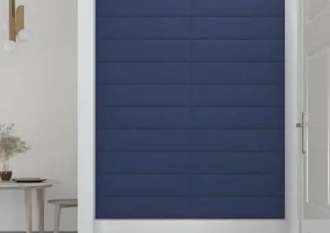 Panouri de perete, 12 buc., albastru, 60x15 cm, textil, 1,08 m² - 5/5