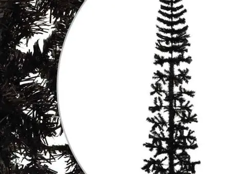 Jumătate brad de Crăciun subțire cu suport, negru, 240 cm - 3/5