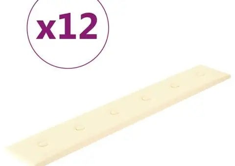 Panouri de perete 12 buc. crem 90x15 cm piele ecologică 1,62 m² - 2/5