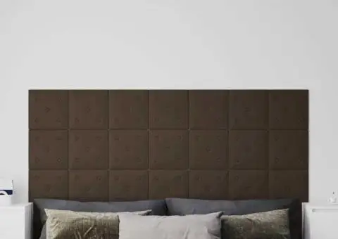 Panouri perete 12 buc. maro, 30x30 cm, piele ecologică 1,08 m² - 1/5