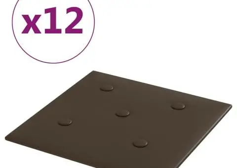 Panouri perete 12 buc. maro, 30x30 cm, piele ecologică 1,08 m² - 2/5
