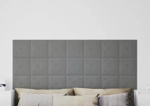 Panouri perete 12 buc. gri, 30x30 cm, piele ecologică, 1,08 m² - 1/5