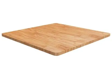 Blat masă pătrat maro deschis 80x80x2,5cm lemn stejar tratat - 1/4