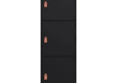 Dulap înalt, negru, 34x40x108,5 cm, lemn masiv de pin - 5/5