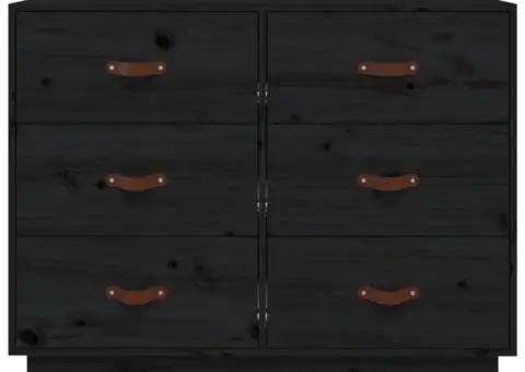 Dulap, negru, 100x40x75 cm, lemn masiv de pin - 5/5