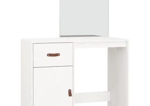 Masă de toaletă, alb, 95x50x134 cm, lemn masiv de pin - 2/5