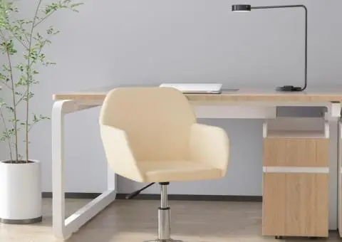 Scaun de birou pivotant, crem, material textil - 1/5