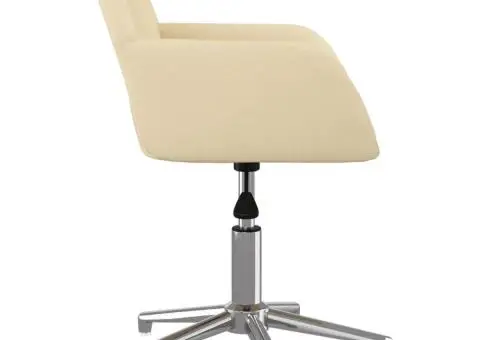 Scaun de birou pivotant, crem, material textil - 4/5