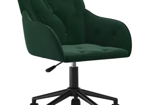 Scaun de birou pivotant, verde închis, catifea - 2/5