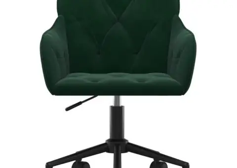 Scaun de birou pivotant, verde închis, catifea - 3/5