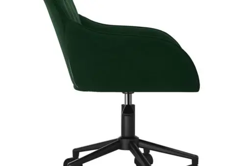 Scaun de birou pivotant, verde închis, catifea - 4/5