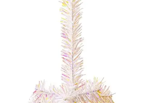 Brad de Crăciun artificial cu vârfuri irizate, alb, 240 cm, PVC - 4/5