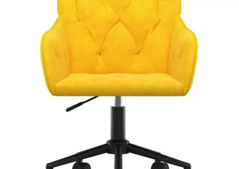 Scaun de birou pivotant, galben, catifea - 3/5