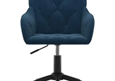 Scaun de birou pivotant, albastru, catifea - 3/5